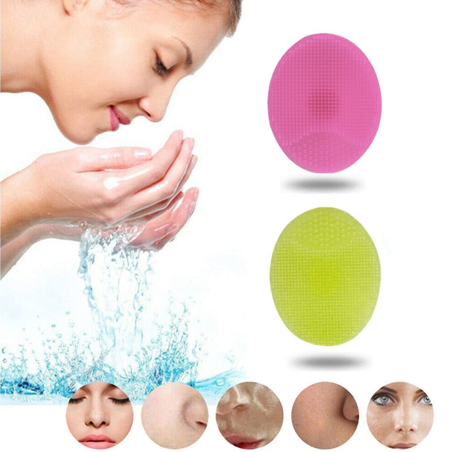 Bath  Facial Cleansing Brush Soft Silicone Face Scrubber (2 Pc Set) Bath  Facial Cleansing Brush Soft Silicone Face Scrubber (2 Pc Set)